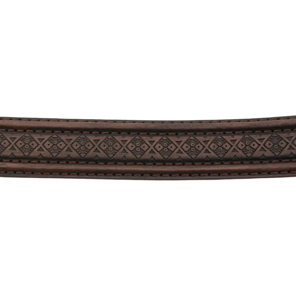 Canyon Sky Men's Southwestern Style Embossed Burnished Brown Leather Belt, 40